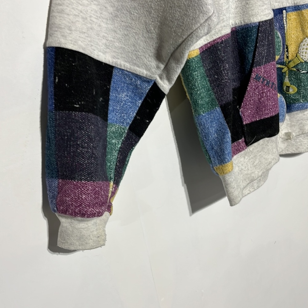 Vintage Myrtle Beach South Carolina Golf Plaid Zip Up Hooded Sweatshirt Size XL - Picture 4 of 12